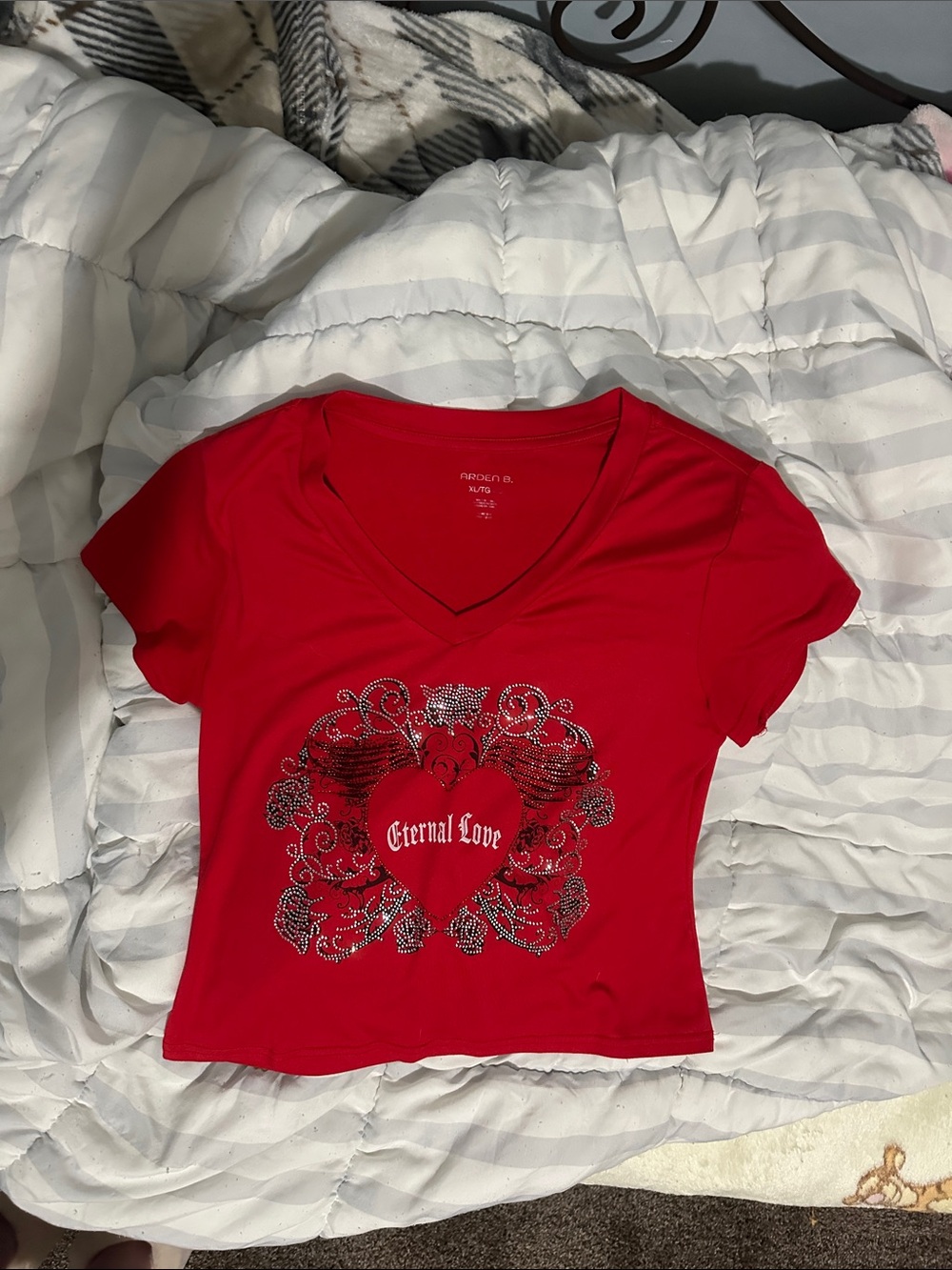 Red 'Eternal Love' V-Neck Tee